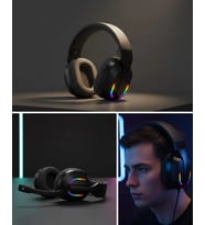 RGB Aydınlatmalı Kablosuz Oyuncu Kulaklığı Konsol ve PC Uyumlu