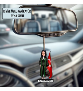 Kişiye Özel Avukat Karikatür Ayna Süsü – Hukukçulara Özel Araç İçi Hediyelik