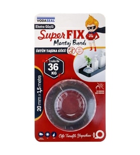 Mey İthalat® Vodaseal Superfix Çift Taraflı Montaj Bandı 20 mm x 1,5 Metre