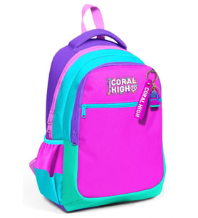 Coral High Üç Gözlü Kız Çocuk Pembe Yeşil İlkokul ve Ortaokul Sırt Çantası