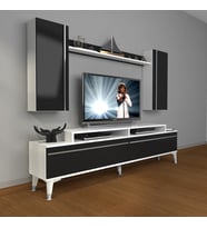 Decoraktiv Ekoflex 7 Mdf Silver Tv Ünitesi Tv Sehpası - Beyaz Siyah (Siyah - Beyaz)