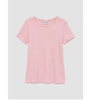 LC WAIKIKI Pembe Bisiklet Yaka Fitilli Kız Çocuk Tişört