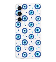 PrintiFy Galaxy S24 Fe ile Uyumlu Nazar Boncuğu 1  Kamera Korumalı Şeffaf Silikon Kılıf