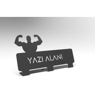 Kişiye Özel Hediyelik Gym Fitness Spor Salonları Tasarımlı Ofis Için Metal Isimlik (Siyah)