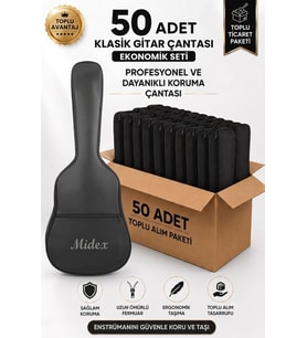 Midex GK-50A-50X Akustik Gitar Çantası 50'li Paket Kaliteli Siyah Kılıf (50 Adet)
