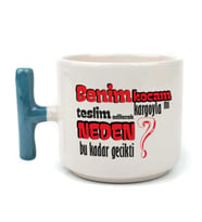 Benim Kocam Kargoyla Mı Teslim Edilecek Baskılı Mavi Kulplu T Kupa