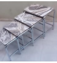 Zigon 134003 Sehpa Demet Model Metal Nikelaj Ayak Mermer Dalgalı Desen El Yapım