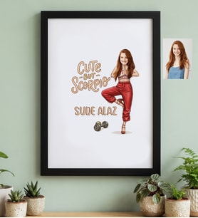 Kişiye Özel Karikatürlü Cute But Scorpio Akrep Burcu Siyah Çerçeve Doğum Günü Hediyesi