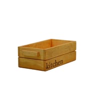 Ahşap Mutfak Organizer El Yapımı Sarı Meşe 25cm x 14cm (Yükseklik 8cm) (Açık Kahverengi)