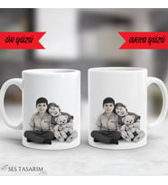Kendin tasarla Porselen Kupa Bardak, Kişiye Özel Kupa Bardak - Çift Taraf Fotoğraf Baskılı, Hediye (Beyaz)