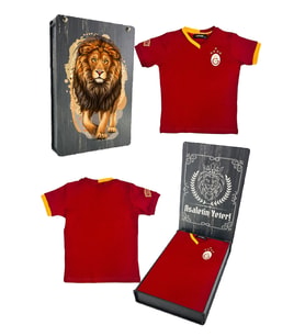 Galatasaray Orijinal Lisanslı 5 Yıldızlı Kırmızı Basic Çocuk T-shirt Gs Aslan Baskılı He