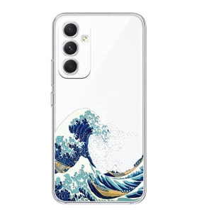 Samsung Galaxy A54 Uyumlu Kanagawa Dalga Tasarımlı Şeffaf Telefon Kılıfı