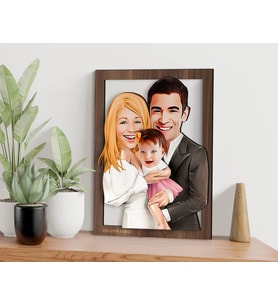 BK Gift Kişiye Özel Aile Karikatürlü 3D Ahşap Tablo-3, Aileye Hediye, Babaya Hediye, Anneye Hediye