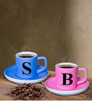 BK Gift Kişiye Özel Harfli İsimli Pembe ve Mavi Renk İkili Türk Kahvesi Fincan Seti-1, Ev Hediyesi, Arkadaşa Hediye, Doğum Günü Hediyesi