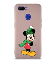 Oppo A5S Soft Premier Kapak Mickey Mouse-G Tasarımlı Silikon Kılıf - Pudra (Şeffaf)