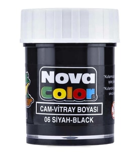 NOVA COLOR SİYAH 30 CC ŞİŞE SU BAZLI CAM BOYASI