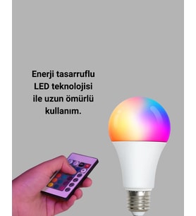 A Kalite 2025 Rgb Led Ampul Uzaktan Kumandalı 16 Renkli Lamba