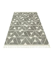 Krem Halı Modern Geometrik Desenli Toz Vermez Salon Halısı Makine Dokuma Çocuk Koridor Yatak Odası