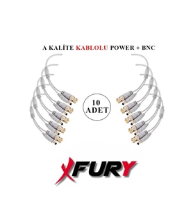 FURY 10 Adet A Kalite Kablolu Hazır BNC + DC POWER Jack Kablolu Y Tipi Konnektör
