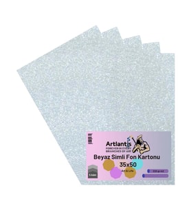 Beyaz Simli Karton 35x50 5 Adet Artlantis Simli Karton Beyaz 5 Adet 35*50