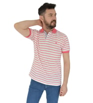 Erkek Çizgili Polo Yaka Tişört Waffle BGL-ST02790 (NAR)