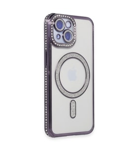 Apple İphone 13 Kılıf Joke Simli Magneticsafe Kılıf - Derin Mor