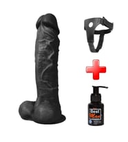 OdinsShop 27 cm Belden Bağlamalı Realistik siyahi Penis + Kemer + Kayganlaştırıcı