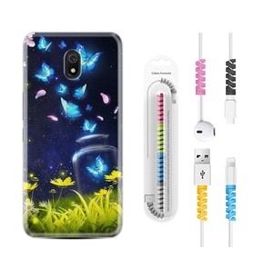 Xiaomi Redmi 8A 8 Pro 9C 9T 10C 11T Pro Kılıf Kablo Koruma Spiral Silikon Neon Butterflys 1309