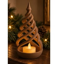 Minimalist Spiral Noel Ağacı Şeklinde LED Mum Tutucu