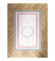 MEKTA HOME BEBEK VE ÇOCUK ODASI Çelenk ve Yıldız Desenli Pembe Gri Çerçeveli Halı