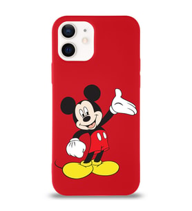 Apple iPhone 12 Mini  Lansman Kılıf Mickey Mouse Tasarımlı Altı Kapalı İçi Kadife Kaplı  Kapak (Şeffaf)