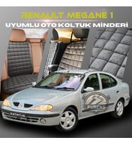 Renault Megane 1 Antrasit Renk Tay Tüyü Cepli & Terletmez Sırtlı Oto Koltuk Minder Seti - Koltuk Koruma Kılıfı (ÖN & ARKA TAM SET)