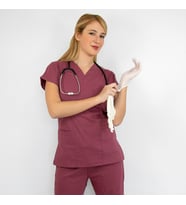 Unisex Gül Kurusu  EsnekLikralı Doktor Hemşire Aşçı Scrubs Tek Üst Cerrahi Forma