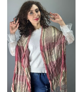 PEMBE KREM DESENLİ KADIN FULAR ŞAL EŞARP 190X65 CM