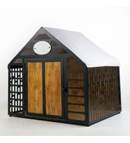 ColorfullWorlds İç Mekan Metal/Ahşap Köpek Kulübesi, Metal/Ahşap Beşgen Köpek Evi, Dekoratif Köpek Evi (Siyah)