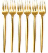Lexroo Limon ve Fondü Çatalı Seti, Çelik, 13 cm, Altın Kaplama, Sarı, 6 Parça