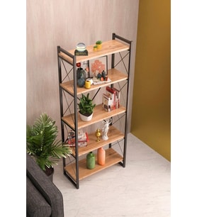Kitaplık 5 Raflı Ceviz 180 Cm