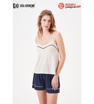 Gd Goldoremi 29021 Premium Kadın Rahat Kalıp İp Askılı Şortlu Pijama Takım