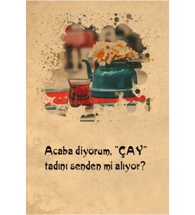 Çay ve Kahve Tasarımlı Ahşap Poster