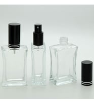 PARFÜM ŞİŞESİ 50 ML (10 ADET) SİYAH KAPAK METAL VALF İÇBÜKEY BOŞ ŞİŞE