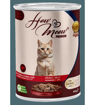 HOW MEOW 12 ADET JÖLELİ PARÇA ETLİ YETİŞKİN KEDİ YAŞ MAMASI TAVUK CİĞERLİ 400 GRAM