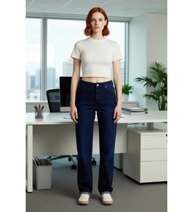Kadın Gece Yüksek Bel Mom Kesim Denim Pantolon Fonksiyonel Dayanıklı Kaliteli Konforlu Şık