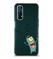Realme 7 Soft Premier Kapak Plankton Tasarımlı Silikon Kılıf - Yeşil (Şeffaf)