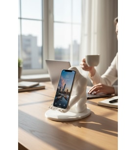 Goril Figürlü Telefon Standı (Beyaz)