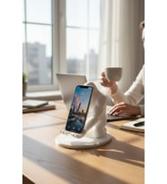 Goril Figürlü Telefon Standı (Beyaz)