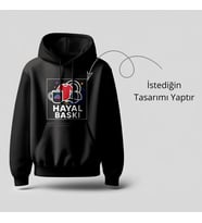 Hayal Baskı Kişiye Özel İsim Baskılı Unisex Kapüşonlu Siyah Sweatshirt Hoodie
