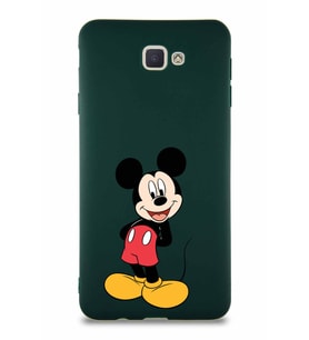 Samsung Galaxy J7 Prime Soft Premier Kapak Mickey Mouse-B Tasarımlı Silikon Kılıf - Yeşil (Şeffaf)