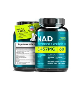 THİNBİ NAD 8457 mg Extra Strength, Green Tea + Astaxanthin for Women & Men, Resveratrol, CoQ10, Alpha Lipoic Acid – Energy Antı-Agıng,Cell Regeneration 60 Capsul.Abd Menşei.67.