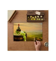 Kırmızı Şarap - Fıçı - Manzara Tasarımı 240 parça Ahşap Puzzle Ahşap Kutuda MP01403