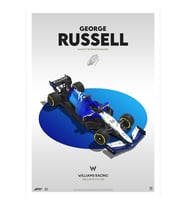 George Russell F1 2021 Williams Araba Tasarımı Tablo Ahşap Poster Dekoratif